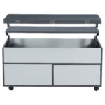 100*98*65cm Height-Adjustable Coffee Table with Hidden Storage and Shelf, Living Room Table - Image 15