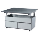 100*98*65cm Height-Adjustable Coffee Table with Hidden Storage and Shelf, Living Room Table - Image 18