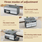 100*98*65cm Height-Adjustable Coffee Table with Hidden Storage and Shelf, Living Room Table - Image 28