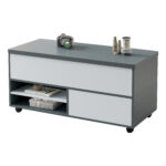 100*98*65cm Height-Adjustable Coffee Table with Hidden Storage and Shelf, Living Room Table - Image 31