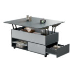 100*98*65cm Height-Adjustable Coffee Table with Hidden Storage and Shelf, Living Room Table - Image 32