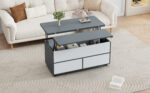 100*98*65cm Height-Adjustable Coffee Table with Hidden Storage and Shelf, Living Room Table - Image 33