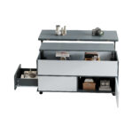 100*98*65cm Height-Adjustable Coffee Table with Hidden Storage and Shelf, Living Room Table - Image 39