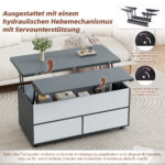 100*98*65cm Height-Adjustable Coffee Table with Hidden Storage and Shelf, Living Room Table - Image 44