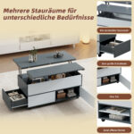 100*98*65cm Height-Adjustable Coffee Table with Hidden Storage and Shelf, Living Room Table - Image 45