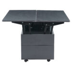 100*98*65cm Height-Adjustable Coffee Table with Hidden Storage and Shelf, Living Room Table - Image 46