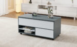 100*98*65cm Height-Adjustable Coffee Table with Hidden Storage and Shelf, Living Room Table - Image 5