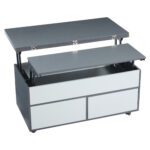 100*98*65cm Height-Adjustable Coffee Table with Hidden Storage and Shelf, Living Room Table - Image 48