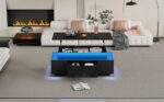 Height-Adjustable Coffee Table with Hidden Storage and Drawer, 96*45*40cm High-Gloss Design - Image 12