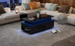 Height-Adjustable Coffee Table with Hidden Storage and Drawer, 96*45*40cm High-Gloss Design - Image 19