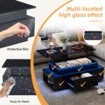 Height-Adjustable Coffee Table with Hidden Storage and Drawer, 96*45*40cm High-Gloss Design - Image 8