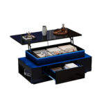 Height-Adjustable Coffee Table with Hidden Storage and Drawer, 96*45*40cm High-Gloss Design - Image 22