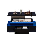 Height-Adjustable Coffee Table with Hidden Storage and Drawer, 96*45*40cm High-Gloss Design