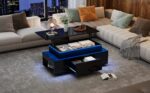 Height-Adjustable Coffee Table with Hidden Storage and Drawer, 96*45*40cm High-Gloss Design - Image 24