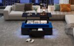 Height-Adjustable Coffee Table with Hidden Storage and Drawer, 96*45*40cm High-Gloss Design - Image 25