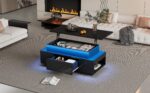 Height-Adjustable Coffee Table with Hidden Storage and Drawer, 96*45*40cm High-Gloss Design - Image 26
