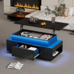 Height-Adjustable Coffee Table with Hidden Storage and Drawer, 96*45*40cm High-Gloss Design - Image 27