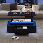 Height-Adjustable Coffee Table with Hidden Storage and Drawer, 96*45*40cm High-Gloss Design - Image 28