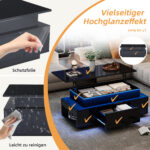 Height-Adjustable Coffee Table with Hidden Storage and Drawer, 96*45*40cm High-Gloss Design - Image 30