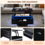 Height-Adjustable Coffee Table with Hidden Storage and Drawer, 96*45*40cm High-Gloss Design - Image 31