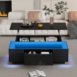 Height-Adjustable Coffee Table with Hidden Storage and Drawer, 96*45*40cm High-Gloss Design - Image 33