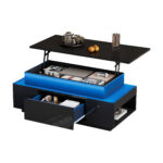 Height-Adjustable Coffee Table with Hidden Storage and Drawer, 96*45*40cm High-Gloss Design - Image 37