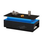 Height-Adjustable Coffee Table with Hidden Storage and Drawer, 96*45*40cm High-Gloss Design - Image 38
