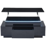 Height-Adjustable Coffee Table with Hidden Storage and Drawer, 96*45*40cm High-Gloss Design - Image 41