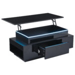 Height-Adjustable Coffee Table with Hidden Storage and Drawer, 96*45*40cm High-Gloss Design - Image 42