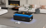 Height-Adjustable Coffee Table with Hidden Storage and Drawer, 96*45*40cm High-Gloss Design - Image 4