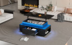 Height-Adjustable Coffee Table with Hidden Storage and Drawer, 96*45*40cm High-Gloss Design - Image 13