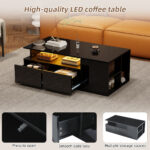100*50*35cm Tea Table with LED, Living Room Coffee Table, Sofa Table with 2 Drawers, Coffee Table with Storage - Image 12