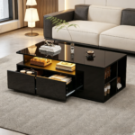 100*50*35cm Tea Table with LED, Living Room Coffee Table, Sofa Table with 2 Drawers, Coffee Table with Storage - Image 17