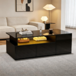 100*50*35cm Tea Table with LED, Living Room Coffee Table, Sofa Table with 2 Drawers, Coffee Table with Storage - Image 18