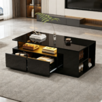 100*50*35cm Tea Table with LED, Living Room Coffee Table, Sofa Table with 2 Drawers, Coffee Table with Storage - Image 19