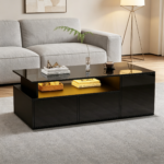 100*50*35cm Tea Table with LED, Living Room Coffee Table, Sofa Table with 2 Drawers, Coffee Table with Storage - Image 20