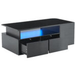 100*50*35cm Tea Table with LED, Living Room Coffee Table, Sofa Table with 2 Drawers, Coffee Table with Storage - Image 28