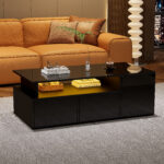 100*50*35cm Tea Table with LED, Living Room Coffee Table, Sofa Table with 2 Drawers, Coffee Table with Storage - Image 34