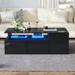 100*50*35cm Tea Table with LED, Living Room Coffee Table, Sofa Table with 2 Drawers, Coffee Table with Storage - Image 35