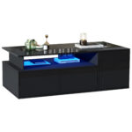 100*50*35cm Tea Table with LED, Living Room Coffee Table, Sofa Table with 2 Drawers, Coffee Table with Storage - Image 38