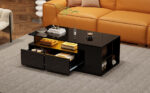 100*50*35cm Tea Table with LED, Living Room Coffee Table, Sofa Table with 2 Drawers, Coffee Table with Storage - Image 4
