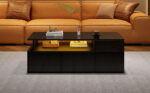 100*50*35cm Tea Table with LED, Living Room Coffee Table, Sofa Table with 2 Drawers, Coffee Table with Storage - Image 5