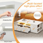 100*50*35cm Tea Table with LED, Living Room Coffee Table, Sofa Table with 2 Drawers, Coffee Table with Storage - Image 17