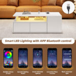 100*50*35cm Tea Table with LED, Living Room Coffee Table, Sofa Table with 2 Drawers, Coffee Table with Storage - Image 18
