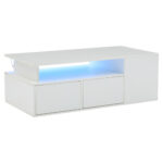 100*50*35cm Tea Table with LED, Living Room Coffee Table, Sofa Table with 2 Drawers, Coffee Table with Storage - Image 20