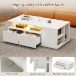 100*50*35cm Tea Table with LED, Living Room Coffee Table, Sofa Table with 2 Drawers, Coffee Table with Storage - Image 22