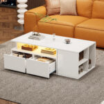 100*50*35cm Tea Table with LED, Living Room Coffee Table, Sofa Table with 2 Drawers, Coffee Table with Storage - Image 25