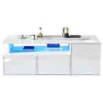 100*50*35cm Tea Table with LED, Living Room Coffee Table, Sofa Table with 2 Drawers, Coffee Table with Storage - Image 3
