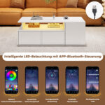 100*50*35cm Tea Table with LED, Living Room Coffee Table, Sofa Table with 2 Drawers, Coffee Table with Storage - Image 27