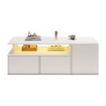 100*50*35cm Tea Table with LED, Living Room Coffee Table, Sofa Table with 2 Drawers, Coffee Table with Storage - Image 30